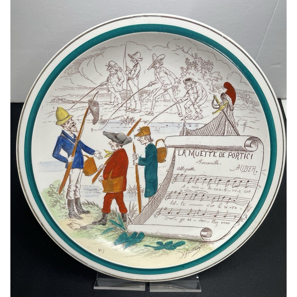 Antique 1880s French Terre de Fer Porcelain No. 2 Signed & Marked Plate See Desc